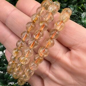7mm Gold Rutilated Quartz Beaded Bracelet